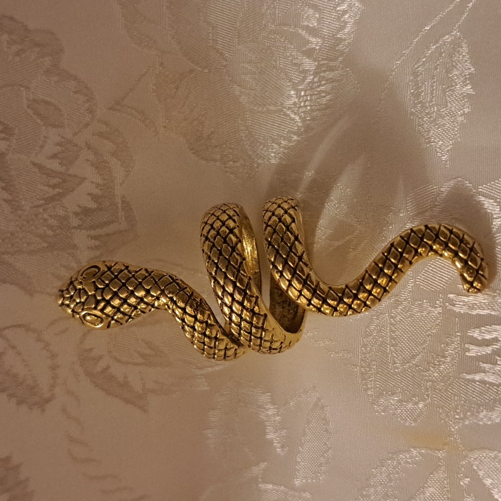 Golden tone snake ring